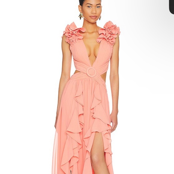 Pat Bo Flutter Sleeve Maxi Dress - Apricot. - Picture 1 of 5